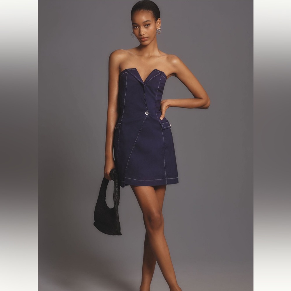 Maeve Strapless Linen Mini Dress NWOT